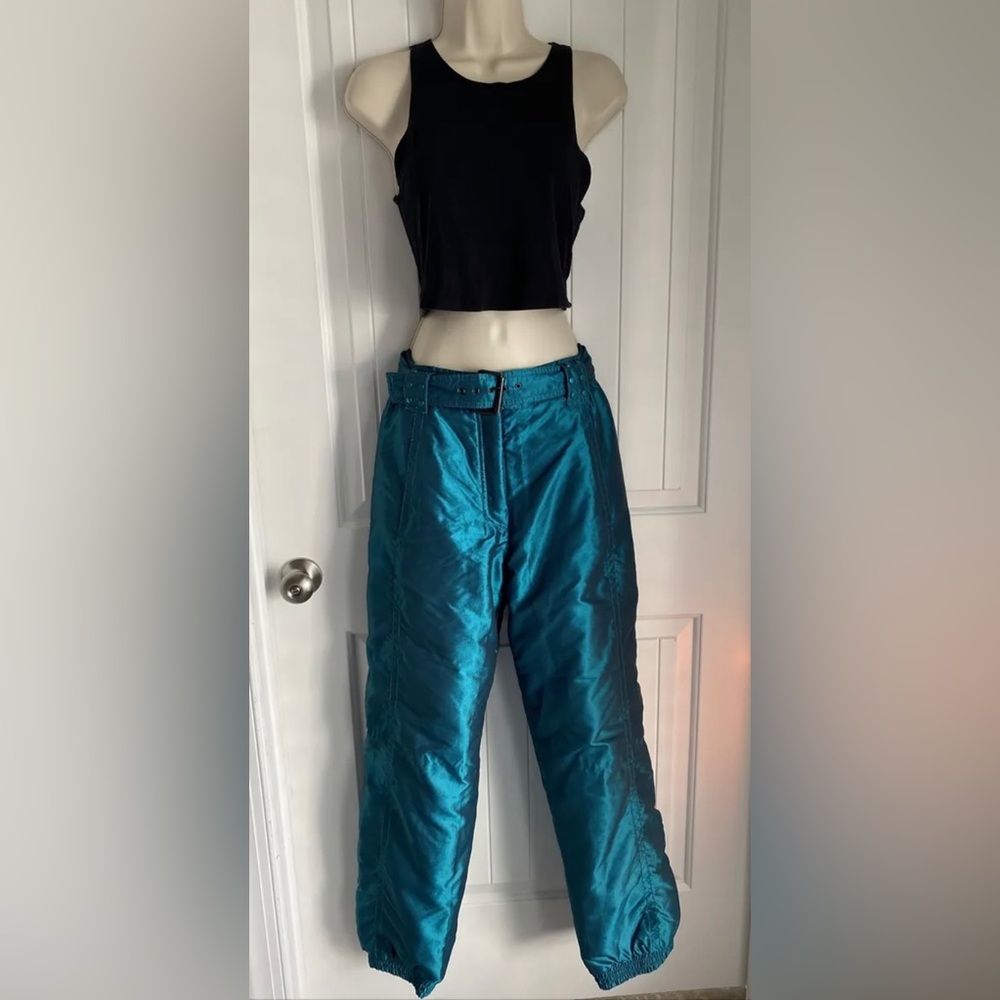Vintage Y2K Metallic Teal Ski Pants